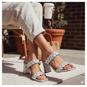 NIB Dolce Vita Paily Women's Braided Faux Leather 2 Strap Dress Sandals